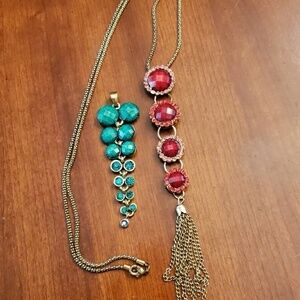 INTERCHANGEABLE Pendant Necklace Red/Pink & Teal